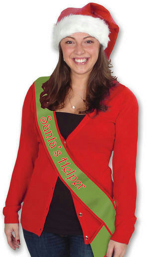 Santa's Helper Satin Sash Christmas by HalloweenStore.com