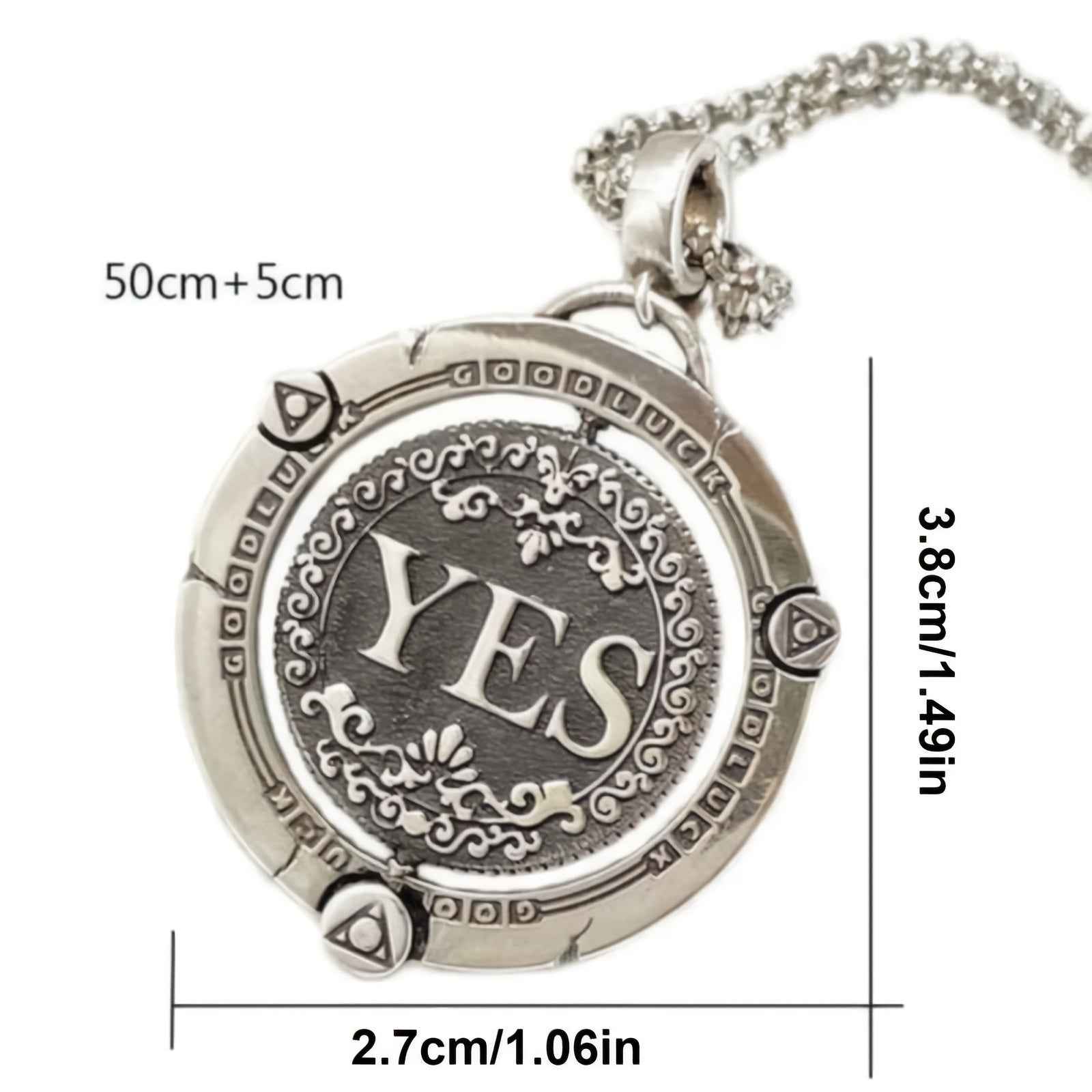 Decision Maker Spinning Necklace, Unisex, Spinning Yes/No Coin Pendant, Spinning Clock Necklace, Fun Jewelry, Birthday/Anniversary Gift, Present for Friends, Punk Style Accessory