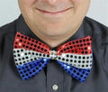 Red Silver and Blue Glitz 'N Gleam Sequin Bow Tie Costume Accessory 4th of July by HalloweenStore.com