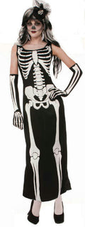 Womens Zombie Skeleton Bone Full Length Dress Halloween Costume by HalloweenStore.com