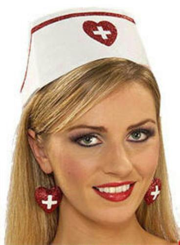 Nurse Hat with Printed Red Cross Costume Hat by HalloweenStore.com