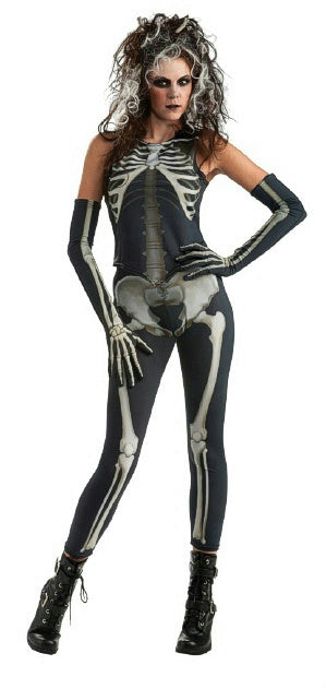 Skelee Girl Adult Skeleton Costume Size Large by HalloweenStore.com