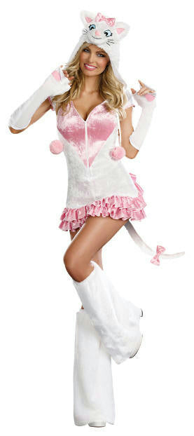 Pretty Kitty Sexy Adult Costume Hooded Dress and Boot Covers Size XL 14-16 by HalloweenStore.com