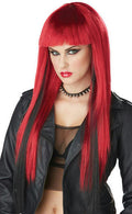 Dark Red with Black Chopstix Anime Adult Long Straight Costume Wig with Bangs by HalloweenStore.com