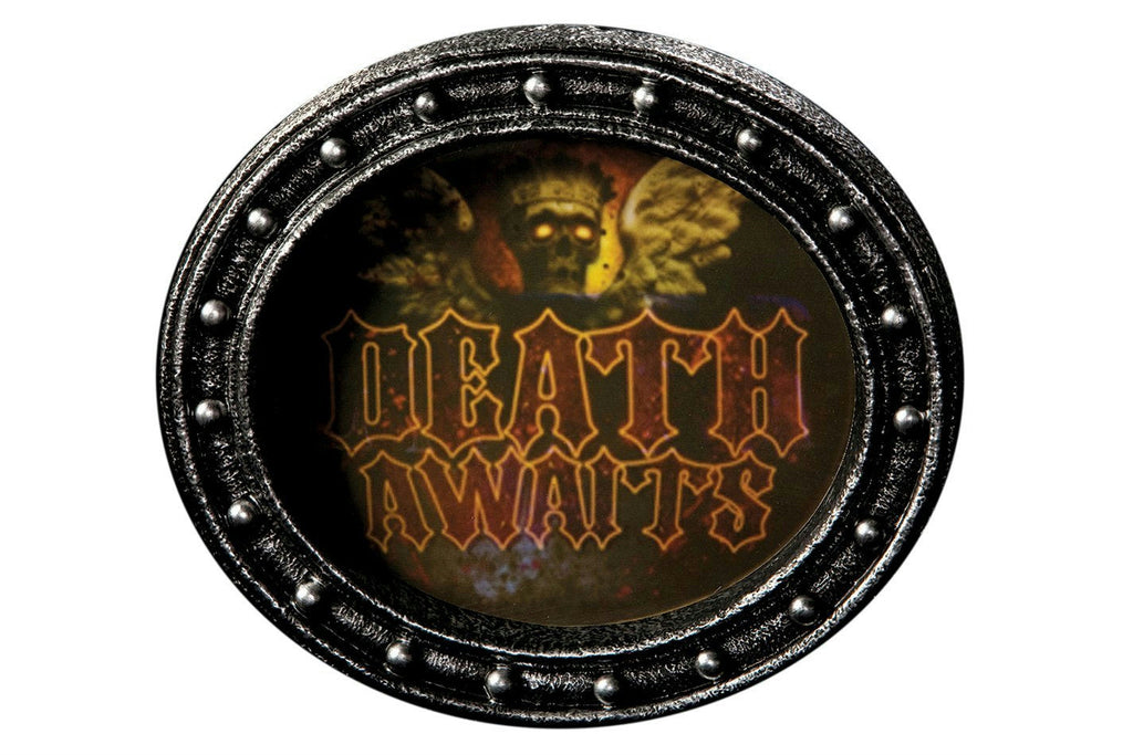 Large Lenticular 3D Enter Death Awaits Changing Sign Halloween Decor Prop by HalloweenStore.com