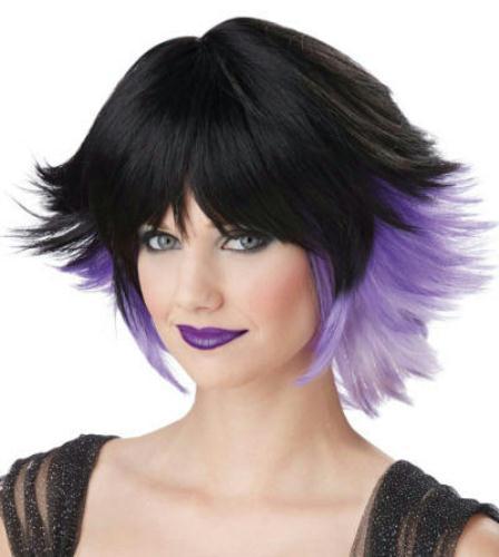 Fantasia Black, Purple, Lavender Gradient Pixie Costume Wig by HalloweenStore.com