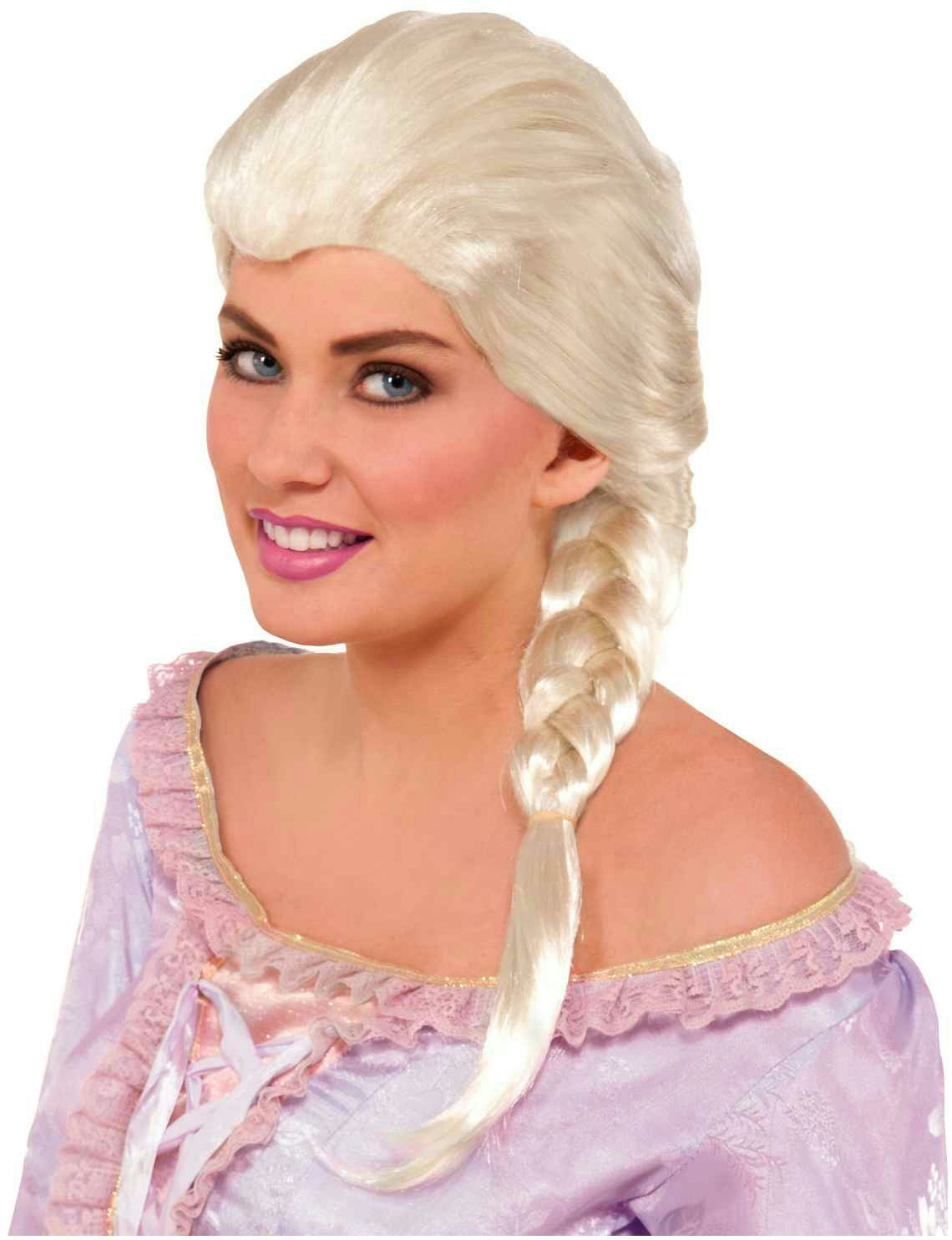 Platinum Blonde White Snow Princess Elsa Adult Wig by HalloweenStore.com