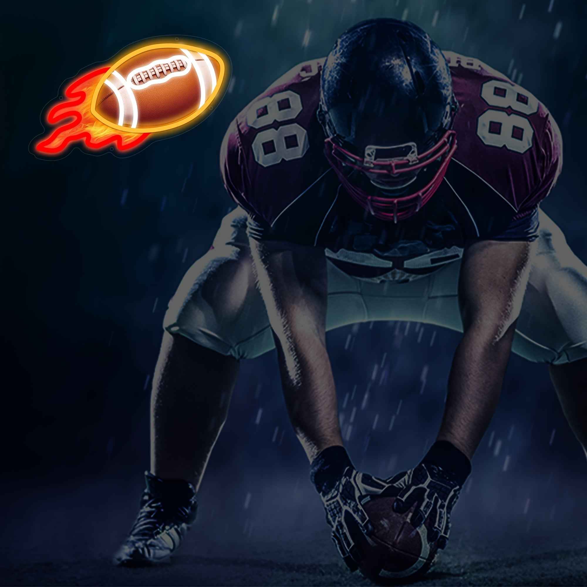 Football LED Neon Decorative Sign - Perfect Wall or Tabletop Decor for Living Rooms, Bedrooms, Bars & Game Rooms - Unique Gift Idea with Dimmable Features
