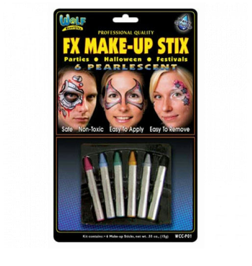 6 Pearlescent Pearl Colors Wolf FX Face Makeup Stix by HalloweenStore.com