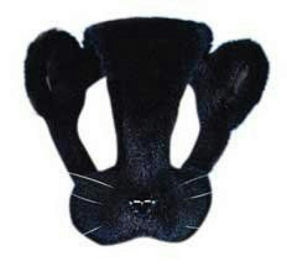 Black Cat Plush Animal Mask on Headband by HalloweenStore.com