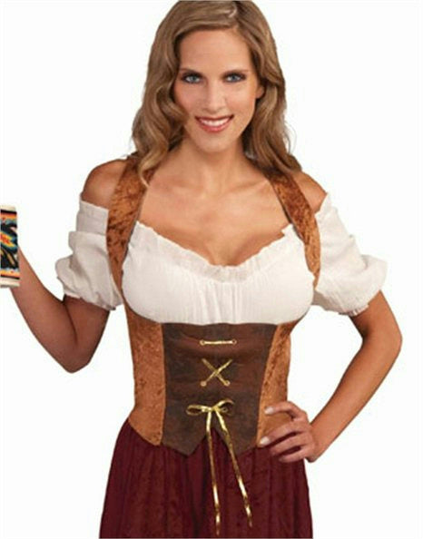 Womens Large Brown Renaissance Maiden Corset Top Adult Costume by HalloweenStore.com