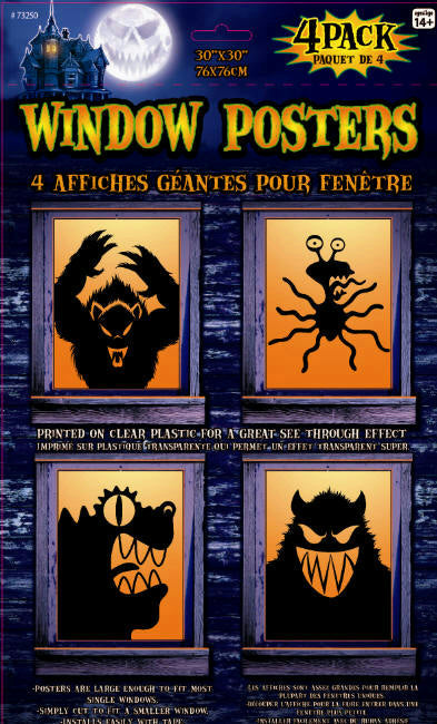 Giant Freaky Monster Window Poster Halloween Decoration by HalloweenStore.com
