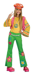 Tween Flower Power Girls Hippie Retro Costume Size Tween Medium 2-4 by HalloweenStore.com