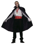 Black Polyester Vampire Disguise Cape 45" Long Full Length with Collar 75051 by HalloweenStore.com