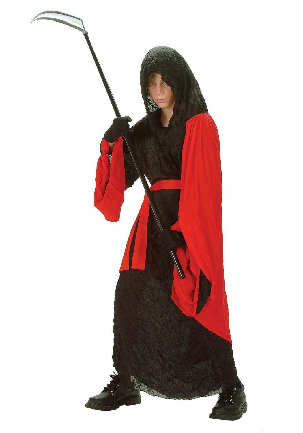 Phantom Warrior Child Costume Red Black Reaper Robe Size Small 4-6 by HalloweenStore.com
