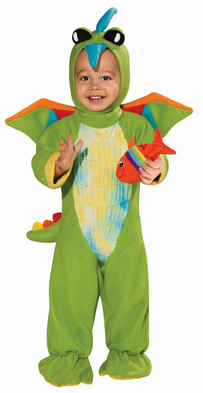 Green Dino Toddler Costume Size 12-18 months Fish Rattle Included by HalloweenStore.com
