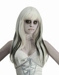 Phantom Ghost Wig Long White and Black Ghost Wig with Bangs by HalloweenStore.com