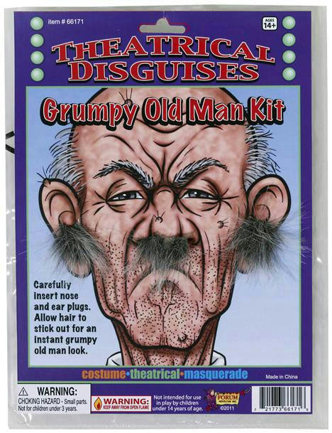 Cranky Grumpy Old Man Facial Ear and Nose Hair Kit by HalloweenStore.com