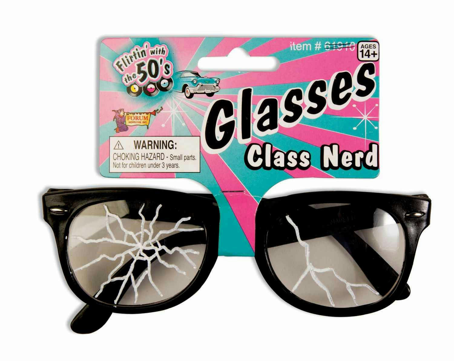 50's Cracked Nerd Costume Glasses by HalloweenStore.com