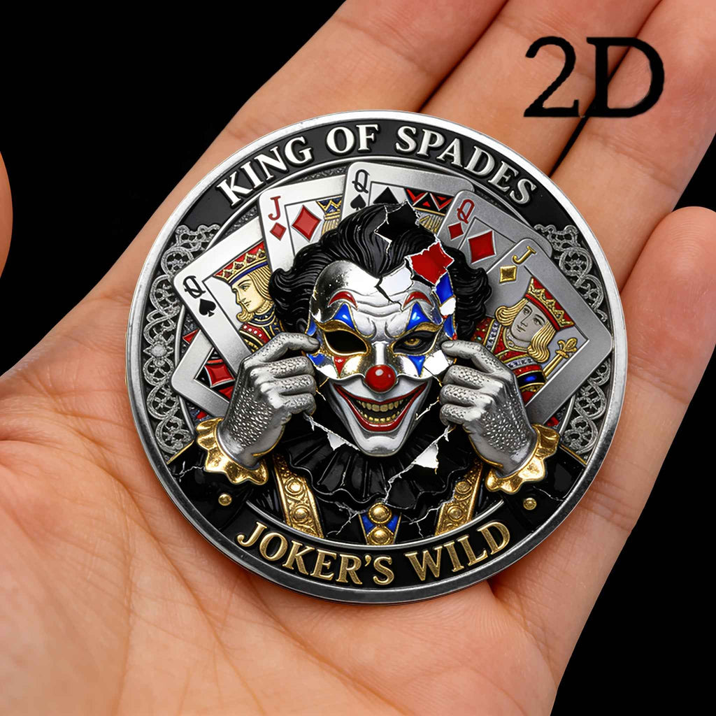 Replica Coin 1pc, 2D Joker Poker Gift Coin - Game Start Commemorative Collectible - Royal Flush Poker Coin Double-Sided Joker Commemorative Coin. The Joker Card and Royal Flush Symbolize "good Luck, Comeback, and Mastery of the Situation" in Poker