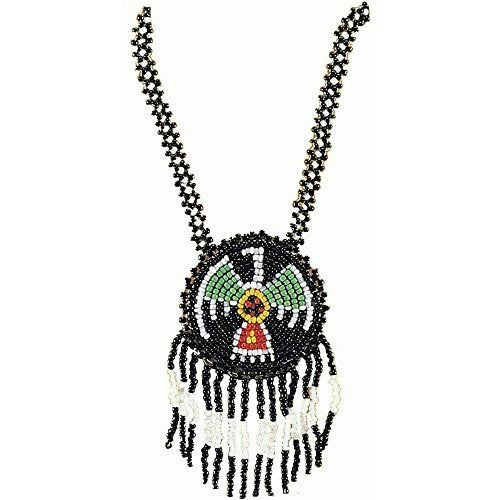 Native American Indian Pendant Beaded Fringe Necklace Costume Jewelry by HalloweenStore.com