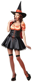 Wicked Wishes Orange and Black Womens Sexy Witch Costume Size Small by HalloweenStore.com