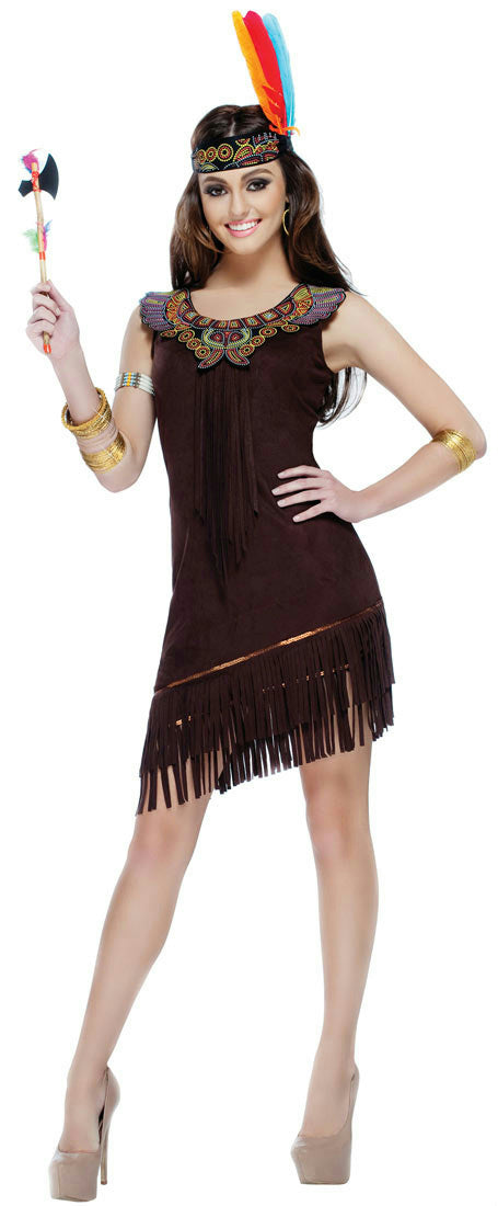 Women's Native American Beauty Costume Dress and Headpiece Medium 8-10 by HalloweenStore.com