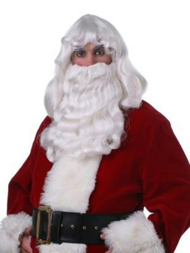 Professional Quality Deluxe Santa Claus White Wig and Beard Christmas by HalloweenStore.com