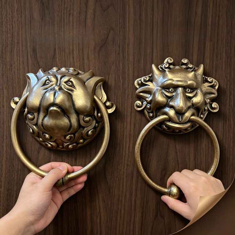 [Dragon Door Knocker] Vintage Dragon Head Door Knocker - 2pcs Resin Door Hanger, Durable Fierce Dragon Doorknob, Classic Wall Mounted Door Latch for Home Decor