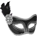 Black Sequin Masquerade Venetian Mardi Gras Half Face Eye Mask by HalloweenStore.com