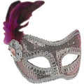 Light Pink and Silver Sequin Fashion Masquerade Venetian Mardi Gras Eye Mask by HalloweenStore.com