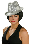 Silver Sequin Fedora Costume Hat by HalloweenStore.com