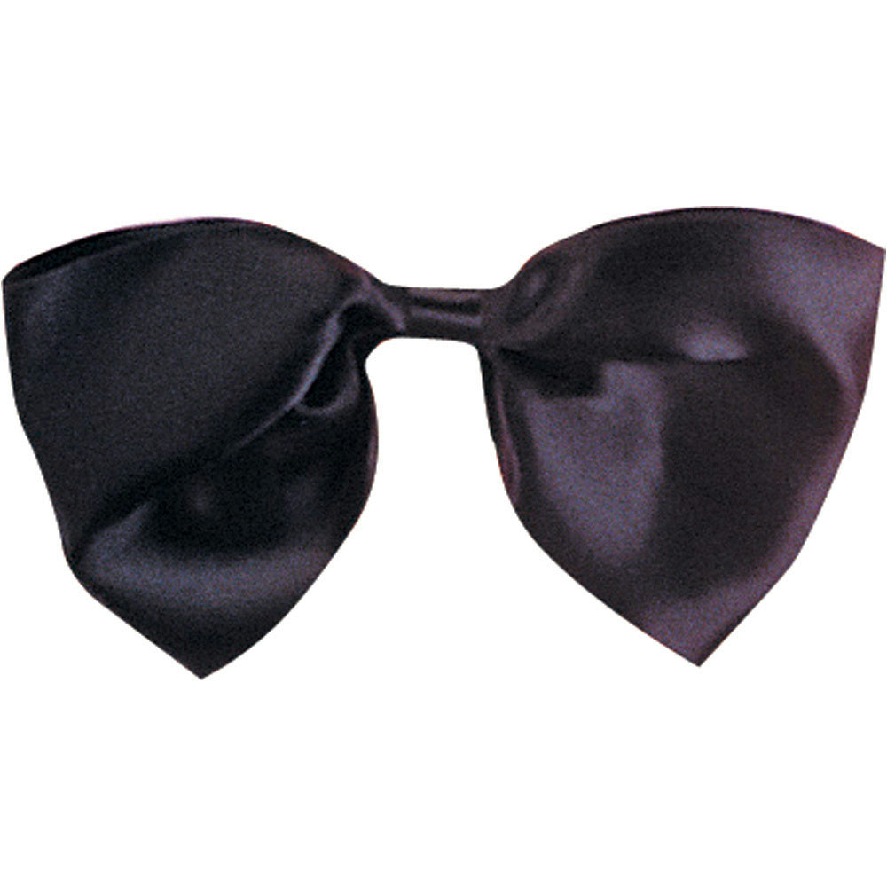 Black Satin Formal Bow Tie on Elastic Band by HalloweenStore.com