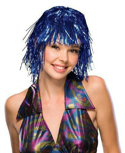 Blue Metallic Tinsel Wig by HalloweenStore.com