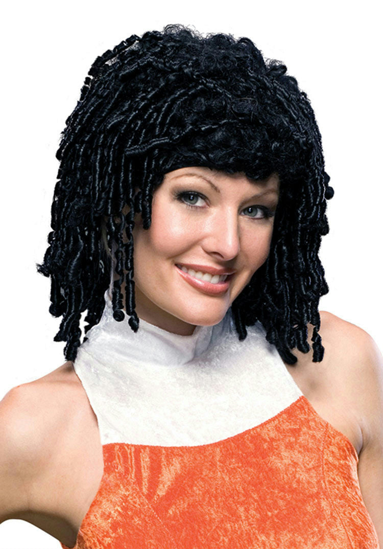 Midnight Curly Cutie Wig Black Tight Spiral Curl Bangs by HalloweenStore.com