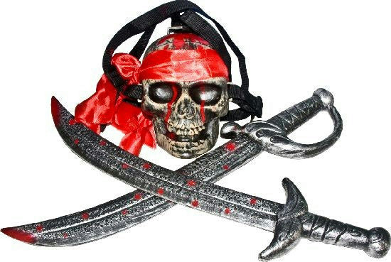 Swords with Skull Backpack Pirate Costume Accessory by HalloweenStore.com