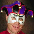 Jester Semi Rigid Plastic Face Mask Mardi Gras by HalloweenStore.com