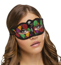 Shimmering Glitter Harlequin Black Green Red Diamond Pattern Mardi Gras Eye Mask by HalloweenStore.com