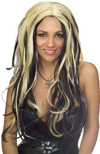 Long Blonde with Black Shake it Pop Star Wig by HalloweenStore.com