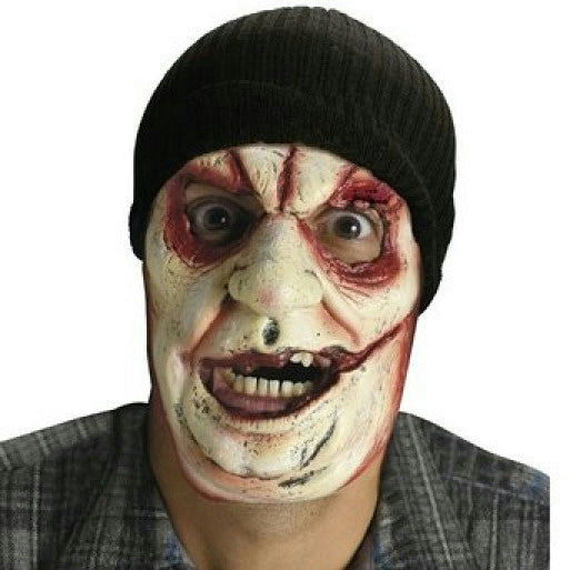Scar Face Mask with Attached Black Stocking Cap by HalloweenStore.com