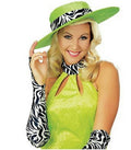 Sweet and Sour Lime Green with Zebra Print Pimpette Lady Pimp Costume Hat by HalloweenStore.com
