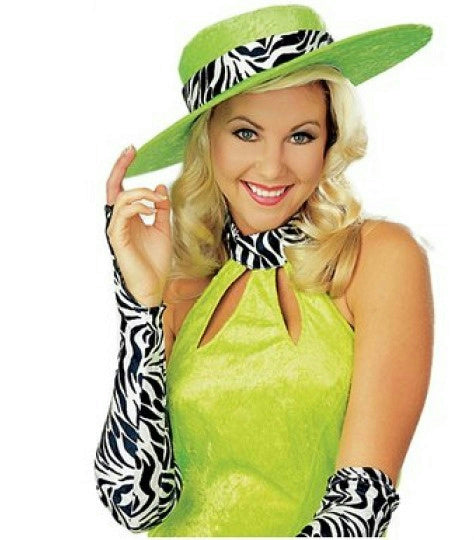 Sweet and Sour Lime Green with Zebra Print Pimpette Lady Pimp Costume Hat by HalloweenStore.com