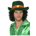 Green Pimp Fedora Hat with Orange Band Great for St. Patrick's Day by HalloweenStore.com