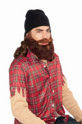Duck Hunter Man Black Skull Cap with Attached Brown Wig and Beard by HalloweenStore.com