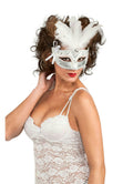 Black White Silver Feather Venetian Carnival Eyemask by HalloweenStore.com