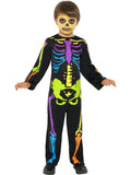 Kids Neon Rainbow Punky Skeleton Halloween Costume Size Small by HalloweenStore.com