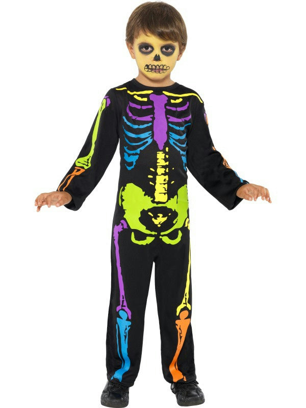 Kids Neon Rainbow Punky Skeleton Halloween Costume Size Small by HalloweenStore.com