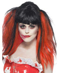 Women's Black and Red Blood Drip Wig Bunches with Blood Effect by HalloweenStore.com