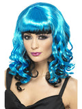 Women's Blue and Black Tainted Garden Stricken Angel Shoulder Length Curly Wig by HalloweenStore.com