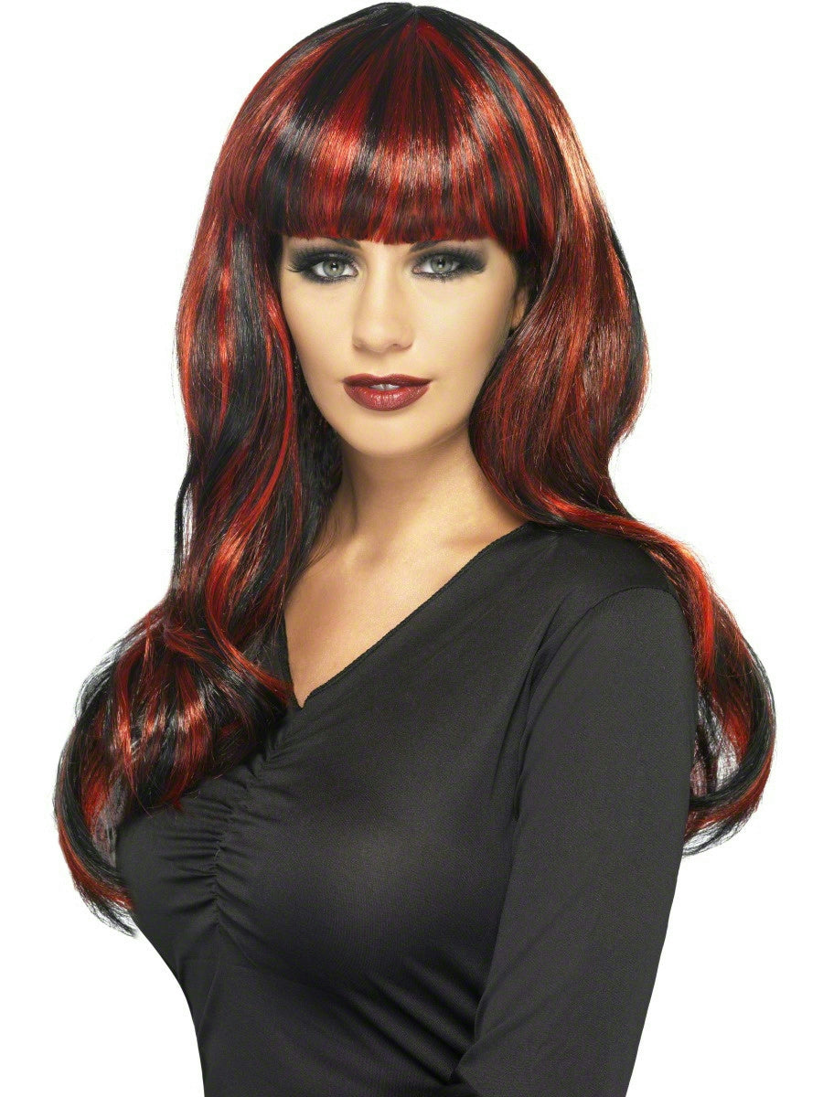Sinister Siren Black and Red Adult Wig by HalloweenStore.com